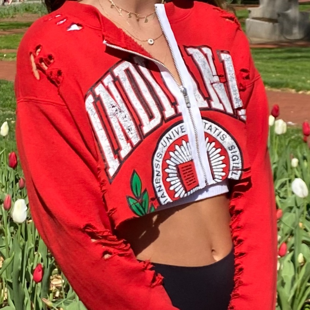 Indiana University cropped zip up sweatshirt
